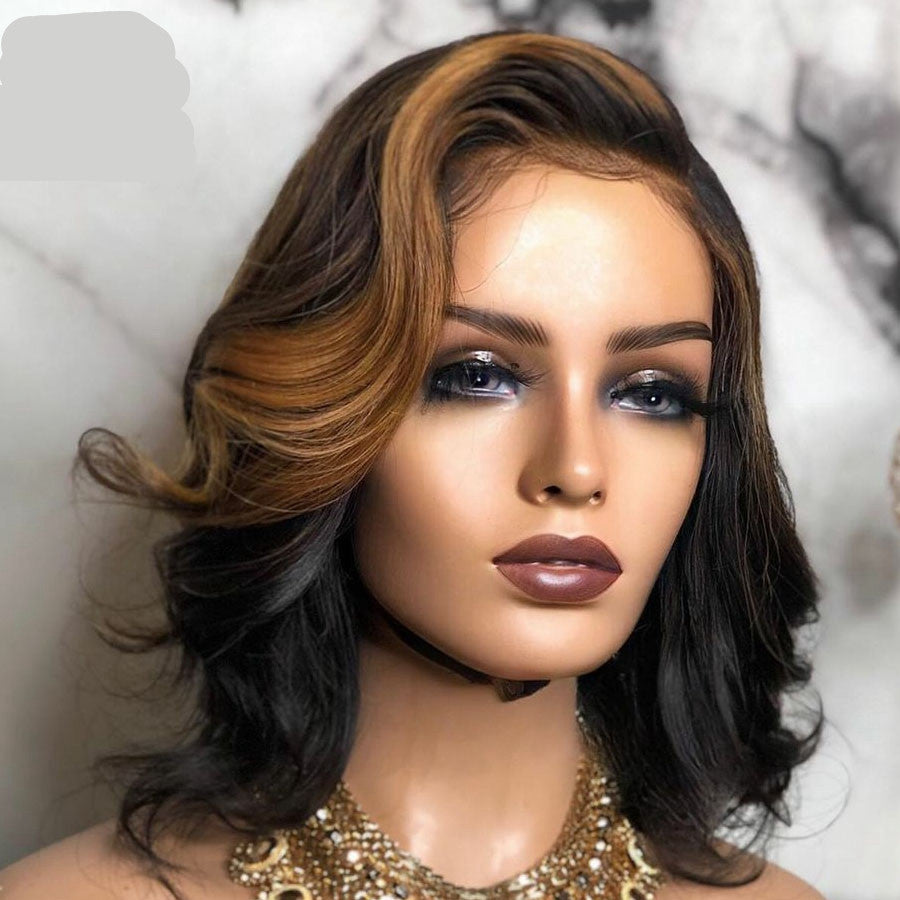 European And American Wigs, Mid-point Black And Brown Short Curly Hair European And American Wigs, Mid-point Black And Brown Short Curly Hair